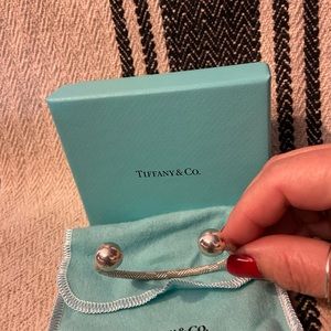 Tiffany & Co. Sterling Silver Textured Barbell Cuff Bracelet